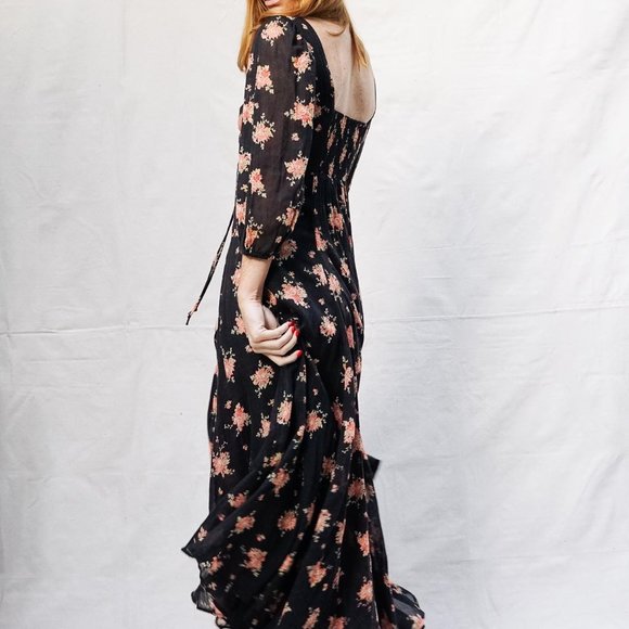 FREE PEOPLE Floral Black Sea Glass Midi Dress - Picture 3 of 7